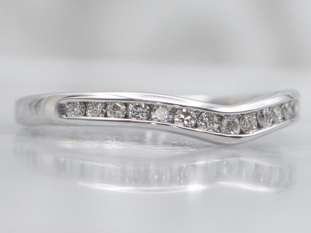 Channel Set Diamond Curved Wedding Band