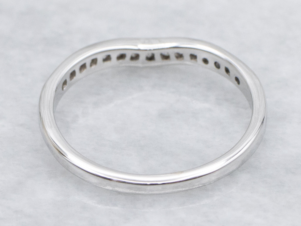 Channel Set Diamond Curved Wedding Band