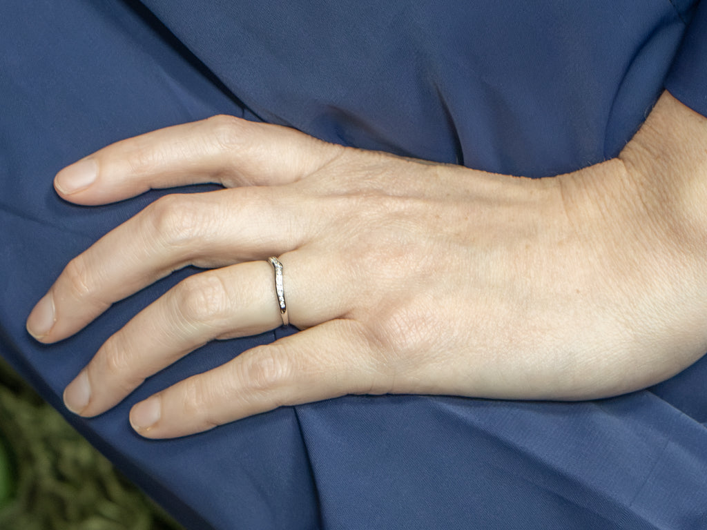 Channel Set Diamond Curved Wedding Band