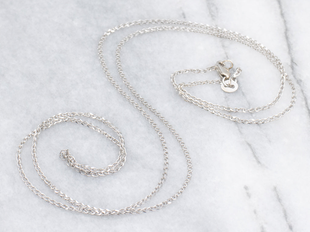 Long White Gold Wheat Chain