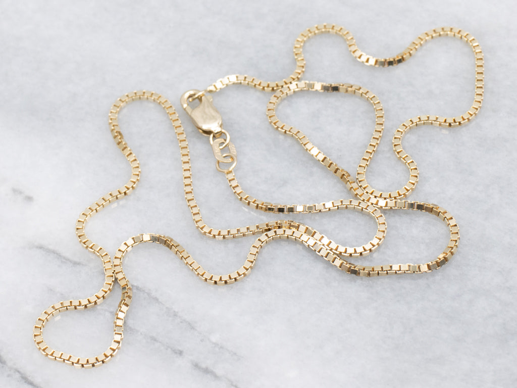 Italian Yellow Gold Box Chain with Lobster Clasp
