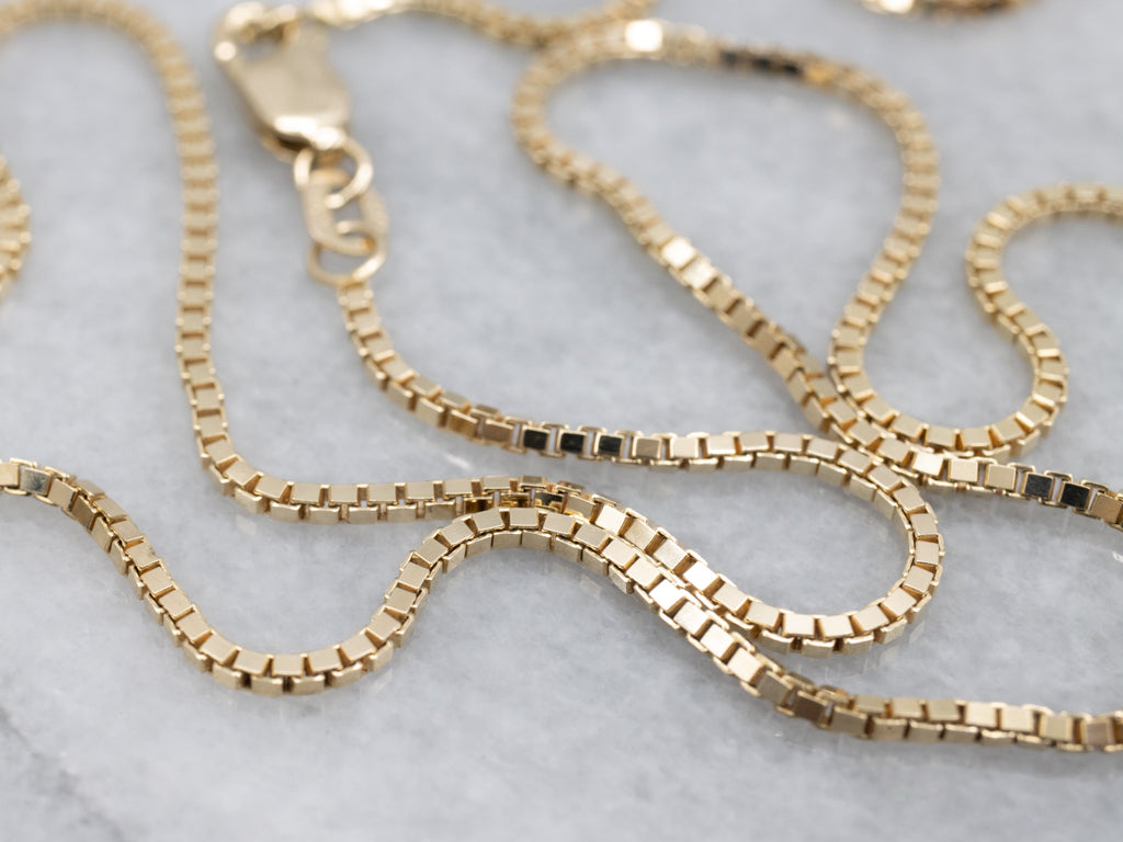 Italian Yellow Gold Box Chain with Lobster Clasp