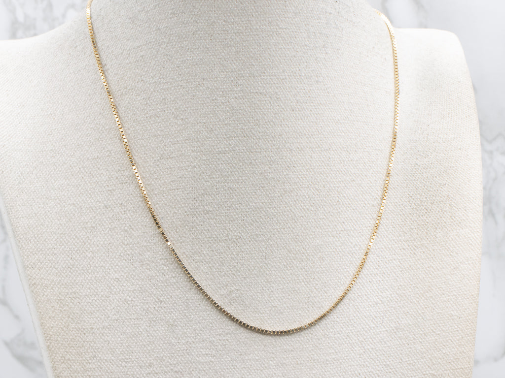 Italian Yellow Gold Box Chain with Lobster Clasp