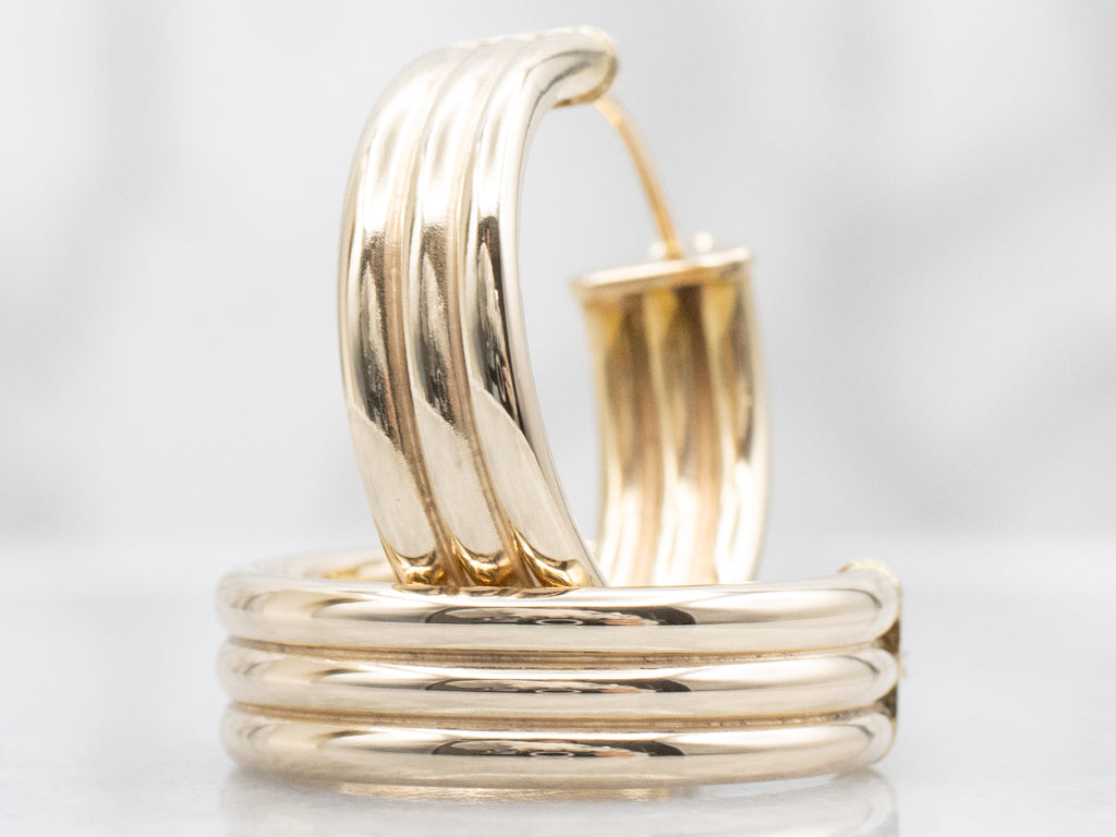 Yellow Gold Triple Hoop Earrings