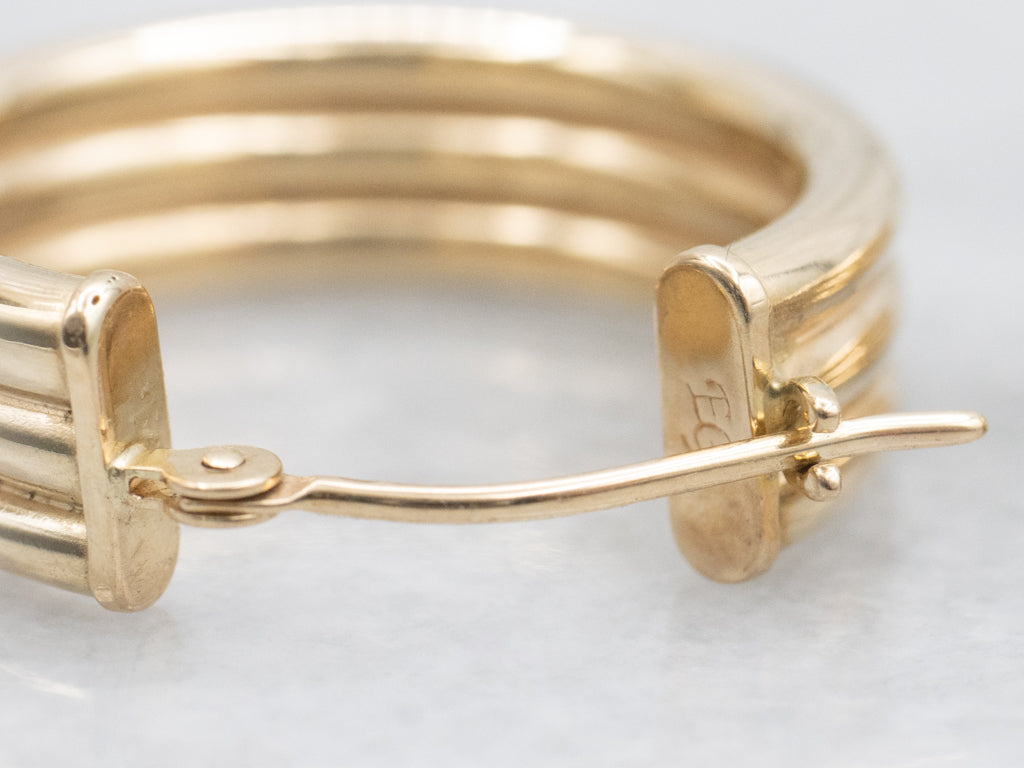 Yellow Gold Triple Hoop Earrings