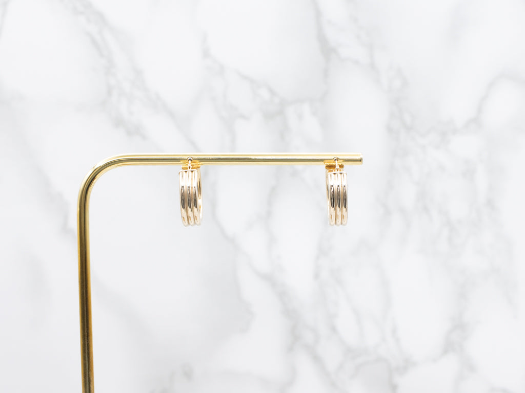 Yellow Gold Triple Hoop Earrings