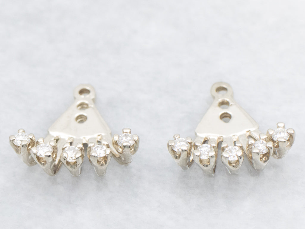 *RESERVED* Vintage Diamond Fan White Gold Earring Jackets