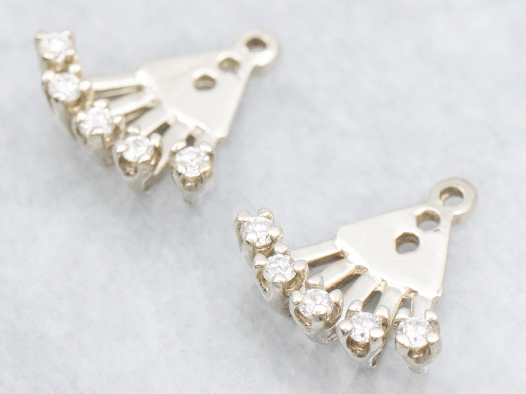 *RESERVED* Vintage Diamond Fan White Gold Earring Jackets