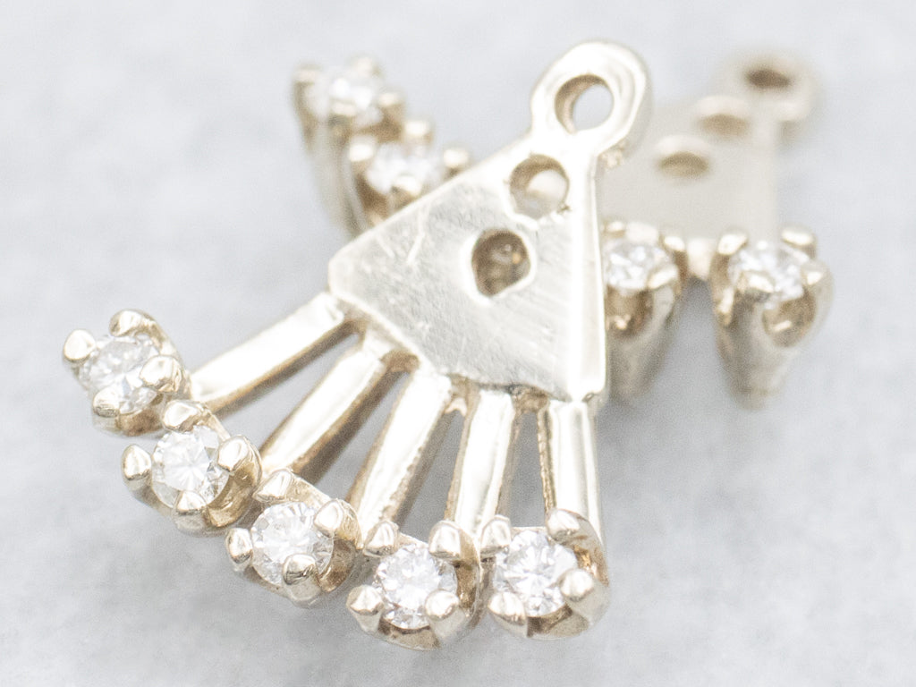 *RESERVED* Vintage Diamond Fan White Gold Earring Jackets