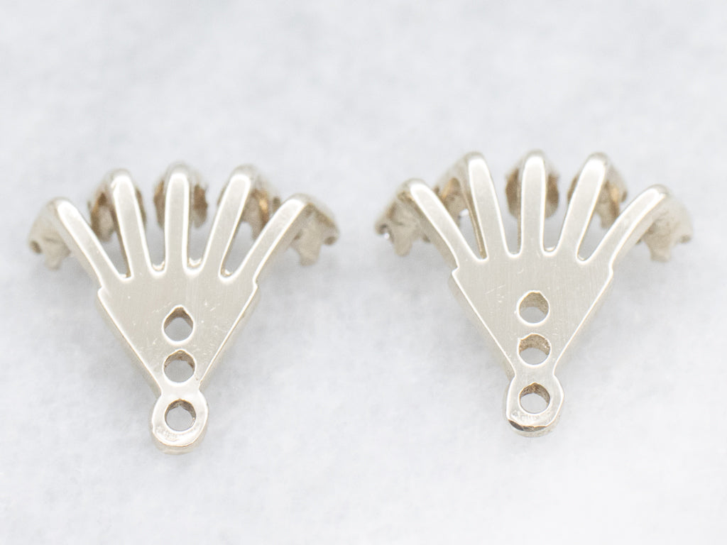 *RESERVED* Vintage Diamond Fan White Gold Earring Jackets