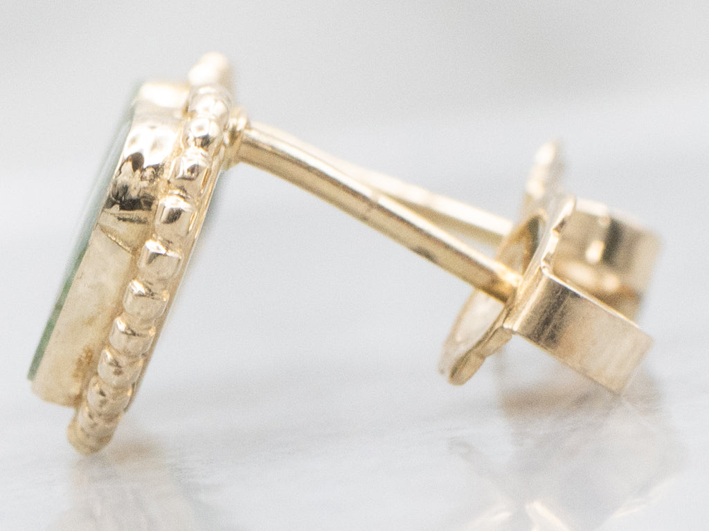 Connemara Marble Heart-Shape Gold Stud Earrings