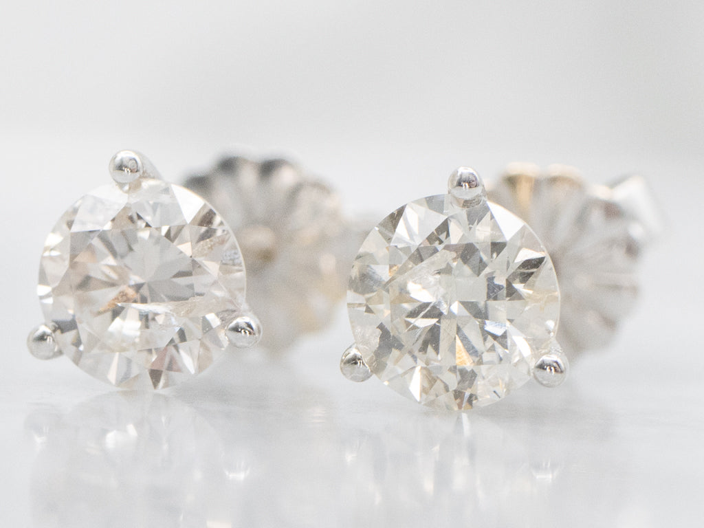 Diamond White Gold Martini Stud Earrings