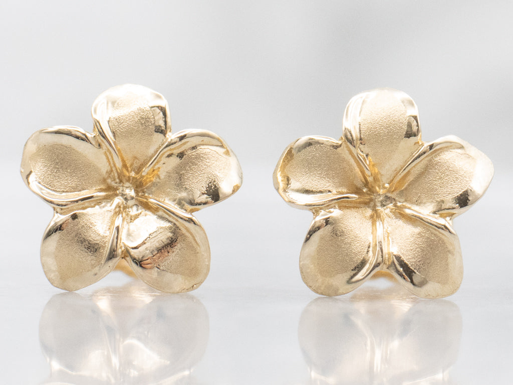 Textured Gold Flower Stud Earrings