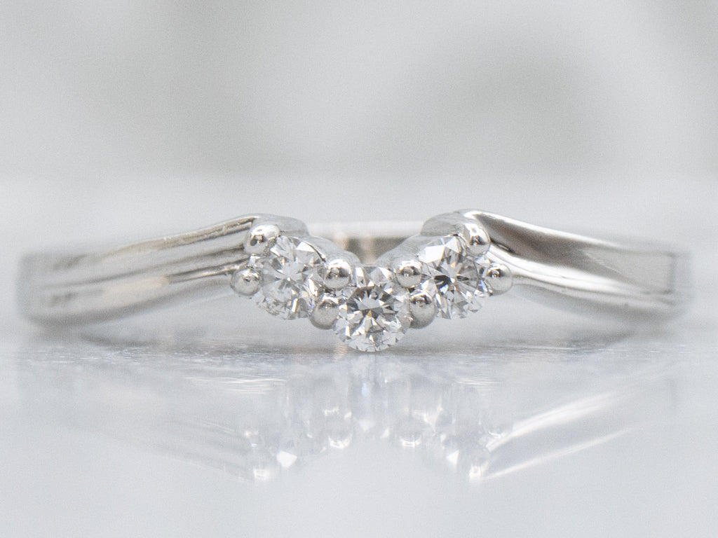 Platinum and Diamond Curved Contour Band
