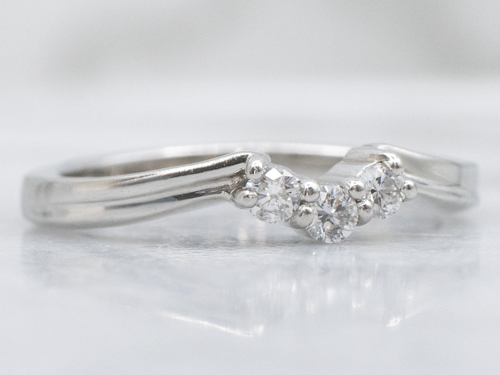 Platinum and Diamond Curved Contour Band
