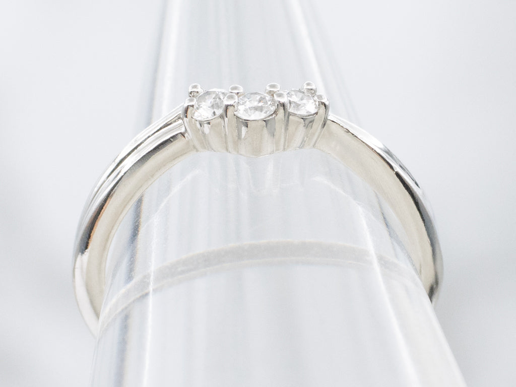 Platinum and Diamond Curved Contour Band