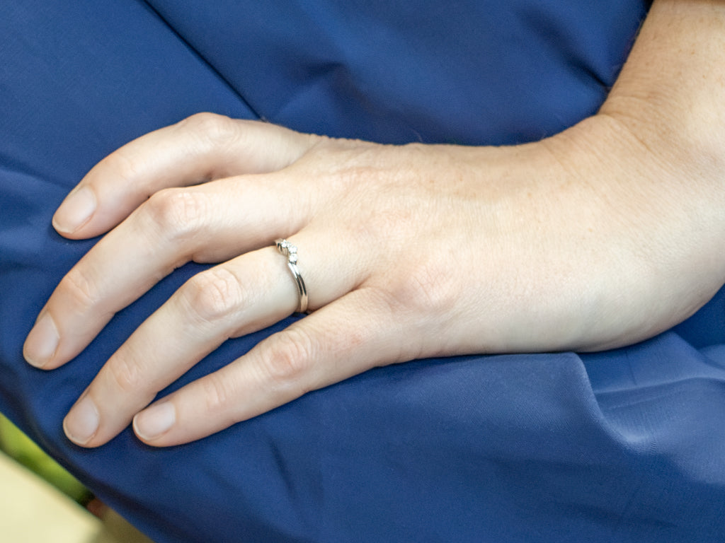 Platinum and Diamond Curved Contour Band