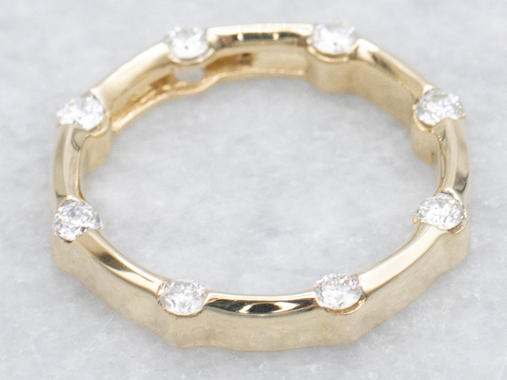 Minimalist Yellow Gold and Diamond Circle Pendant