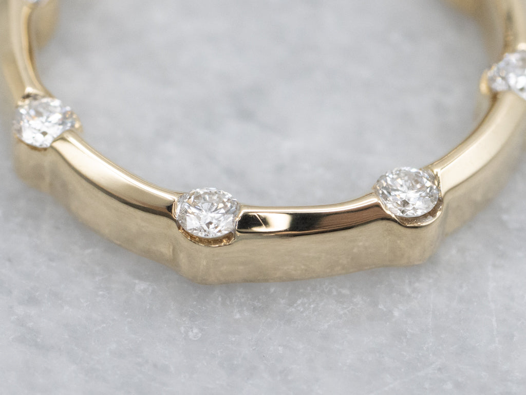Minimalist Yellow Gold and Diamond Circle Pendant