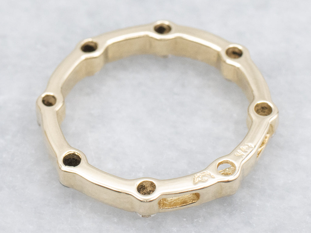 Minimalist Yellow Gold and Diamond Circle Pendant