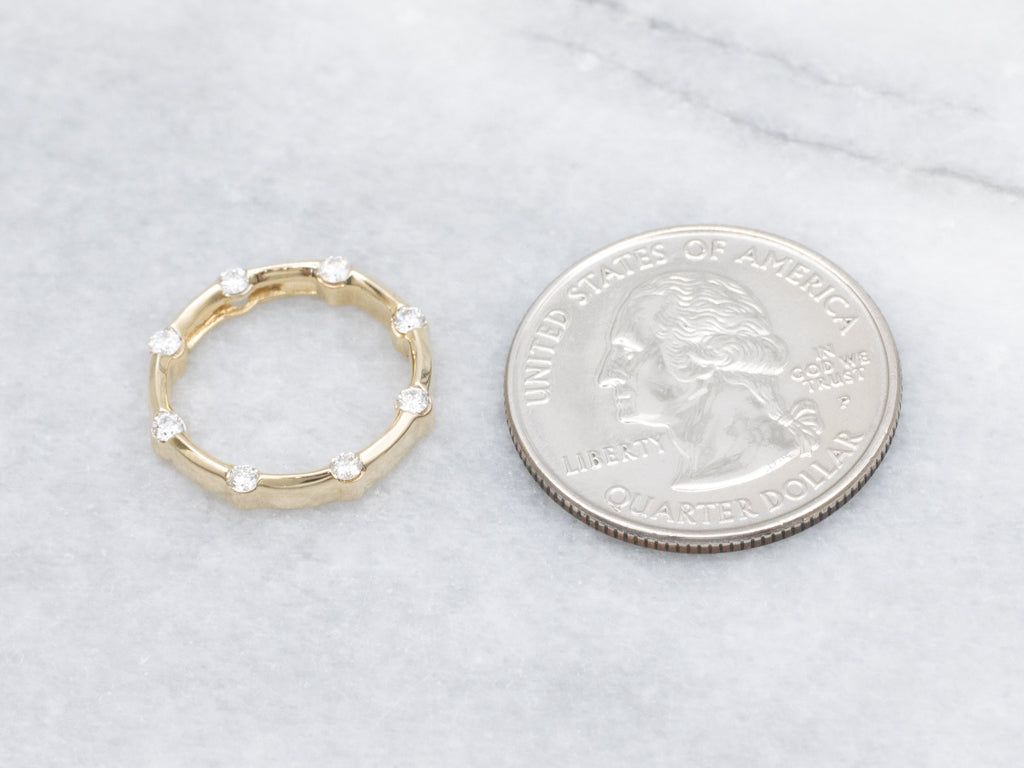 Minimalist Yellow Gold and Diamond Circle Pendant