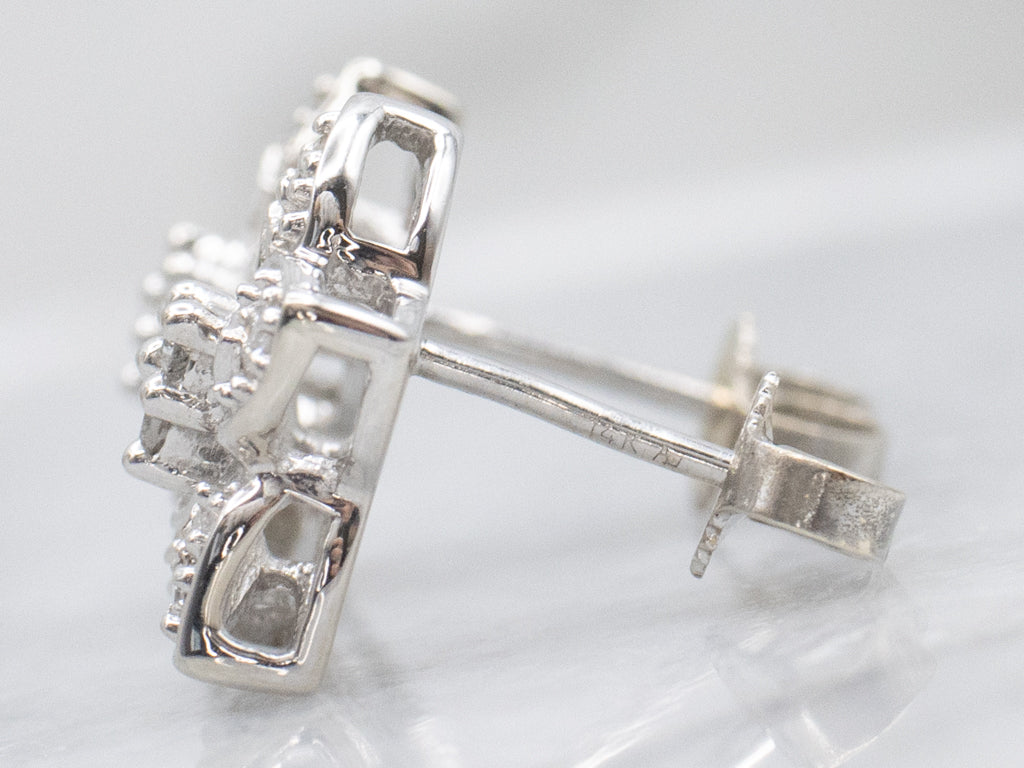 White Gold Diamond Flower Stud Earrings