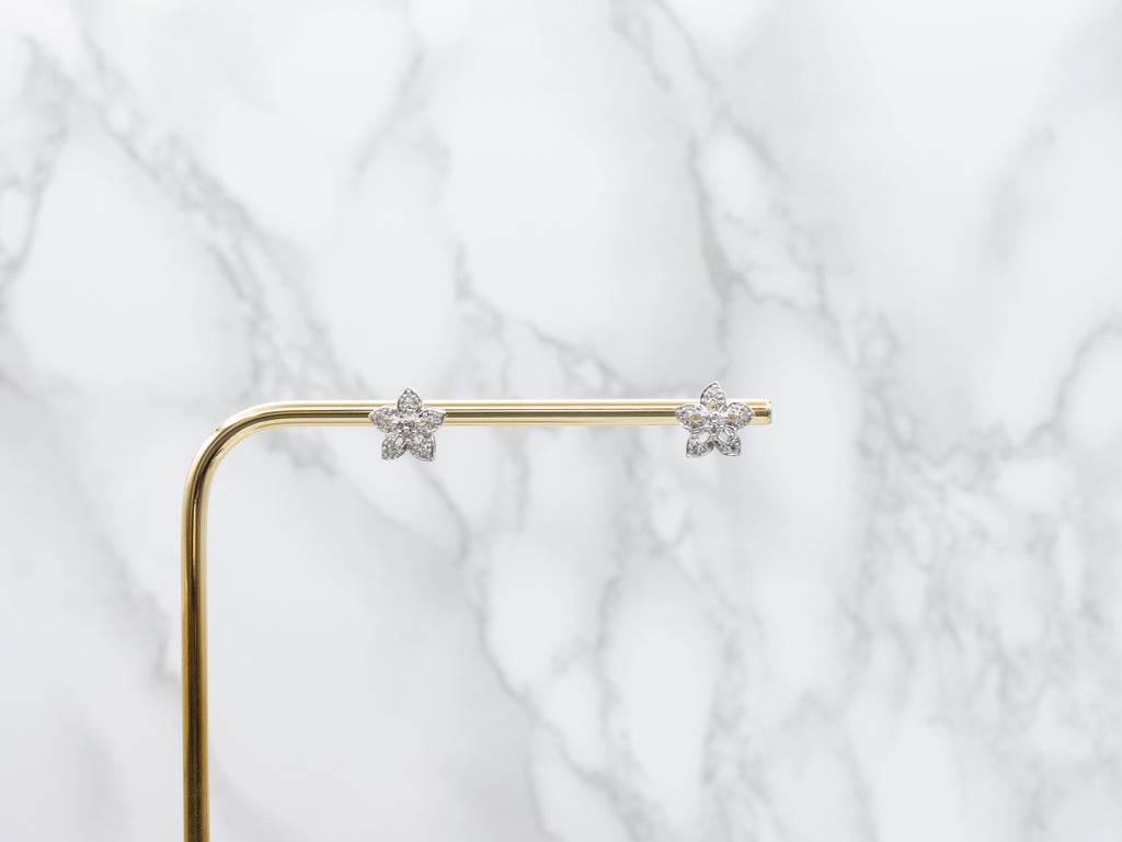 White Gold Diamond Flower Stud Earrings