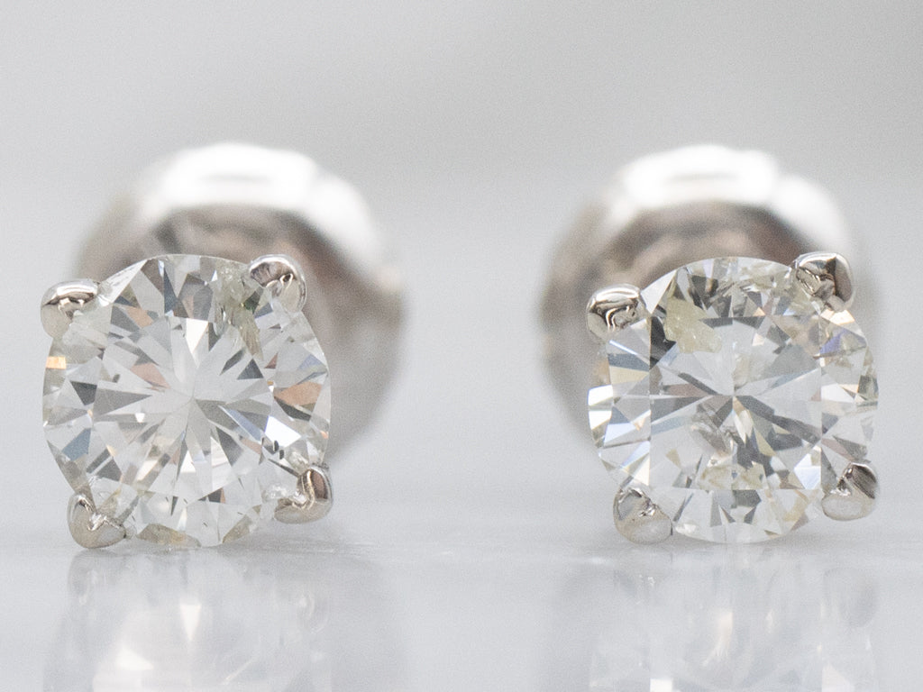 Round Brilliant Diamond Four-Prong Stud Earrings