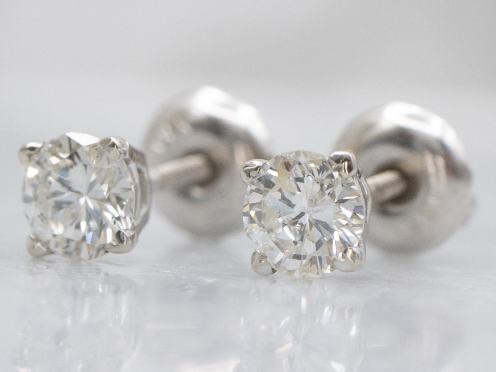 Round Brilliant Diamond Four-Prong Stud Earrings