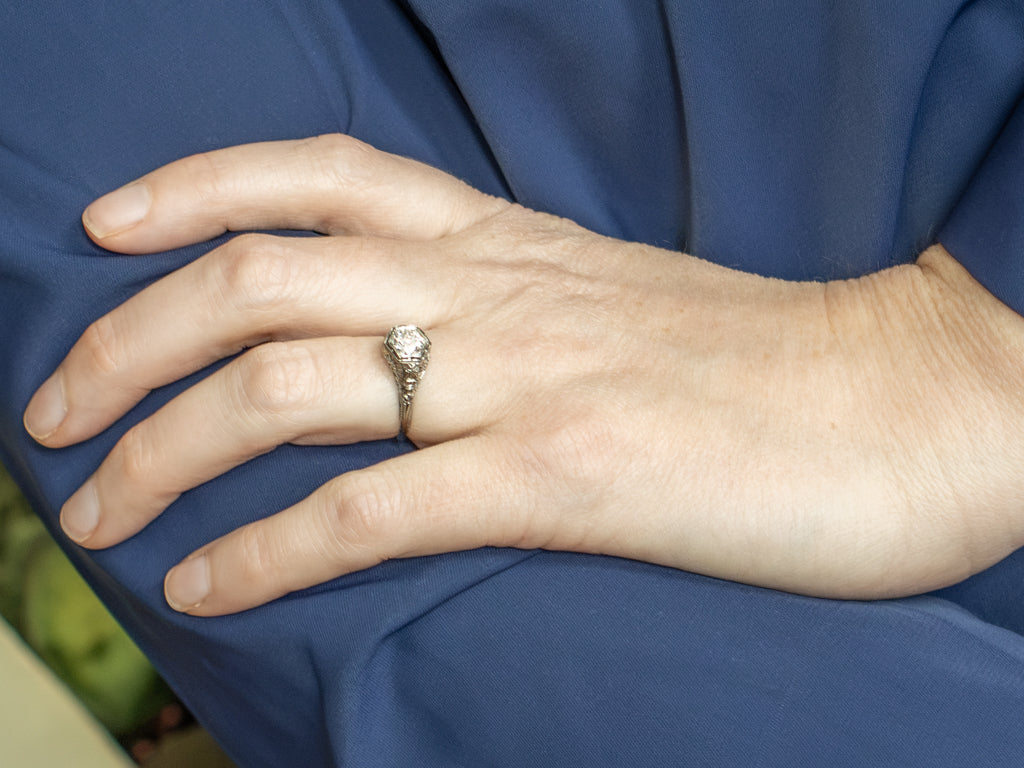 Antique Belais European Cut Diamond Solitaire Engagement Ring