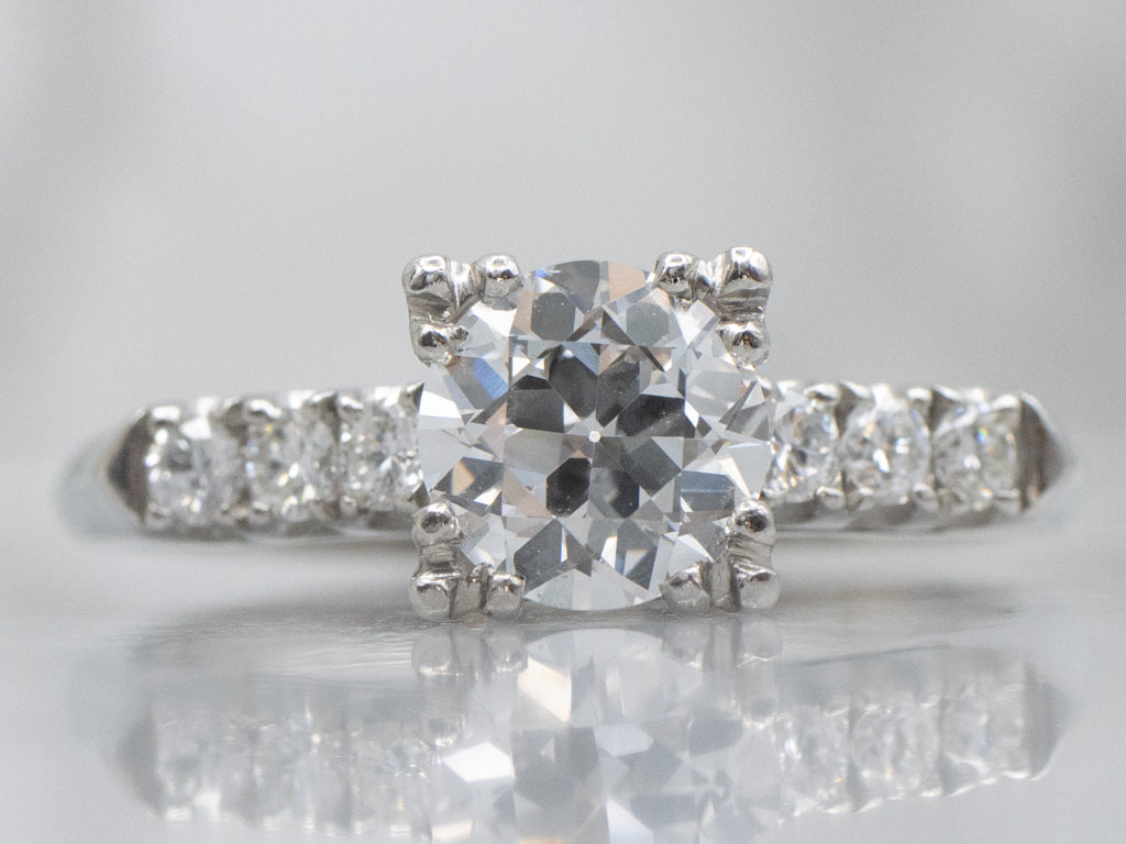 1940s European Cut Diamond and Platinum Engagement Ring