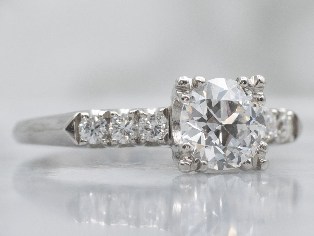 1940s European Cut Diamond and Platinum Engagement Ring