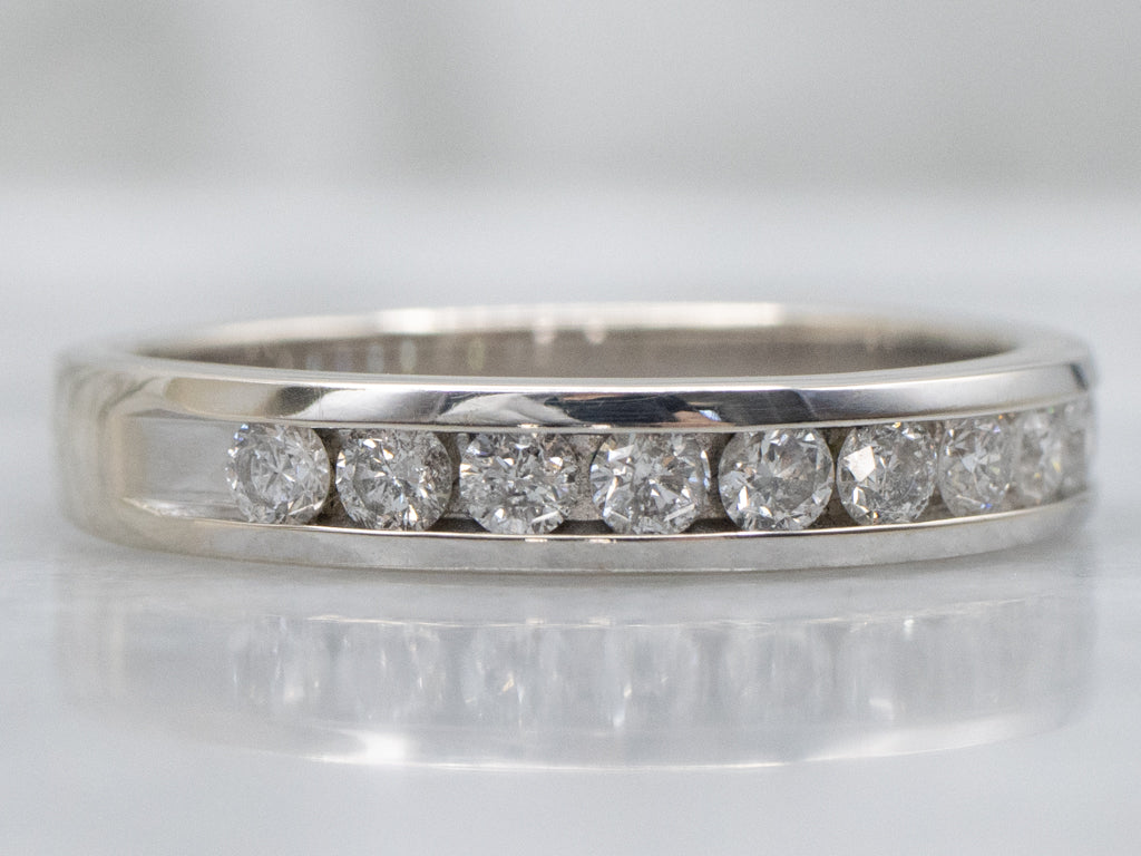 Channel-Set Diamond White Gold Wedding Band