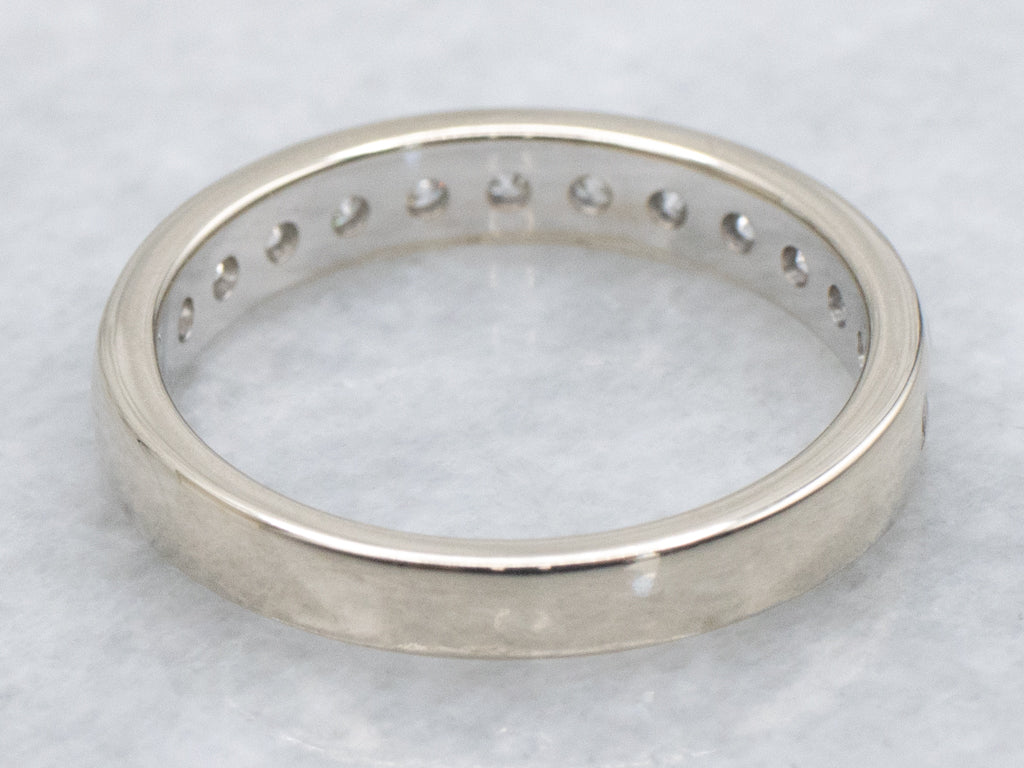 Channel-Set Diamond White Gold Wedding Band