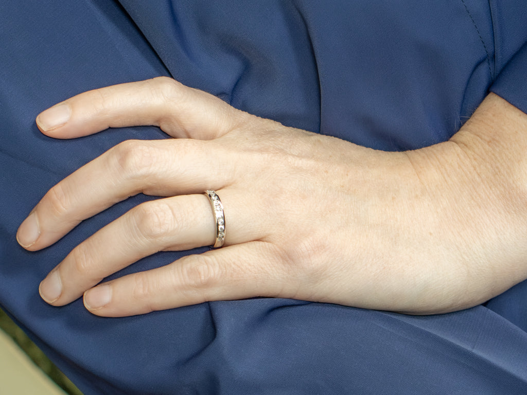 Channel-Set Diamond White Gold Wedding Band