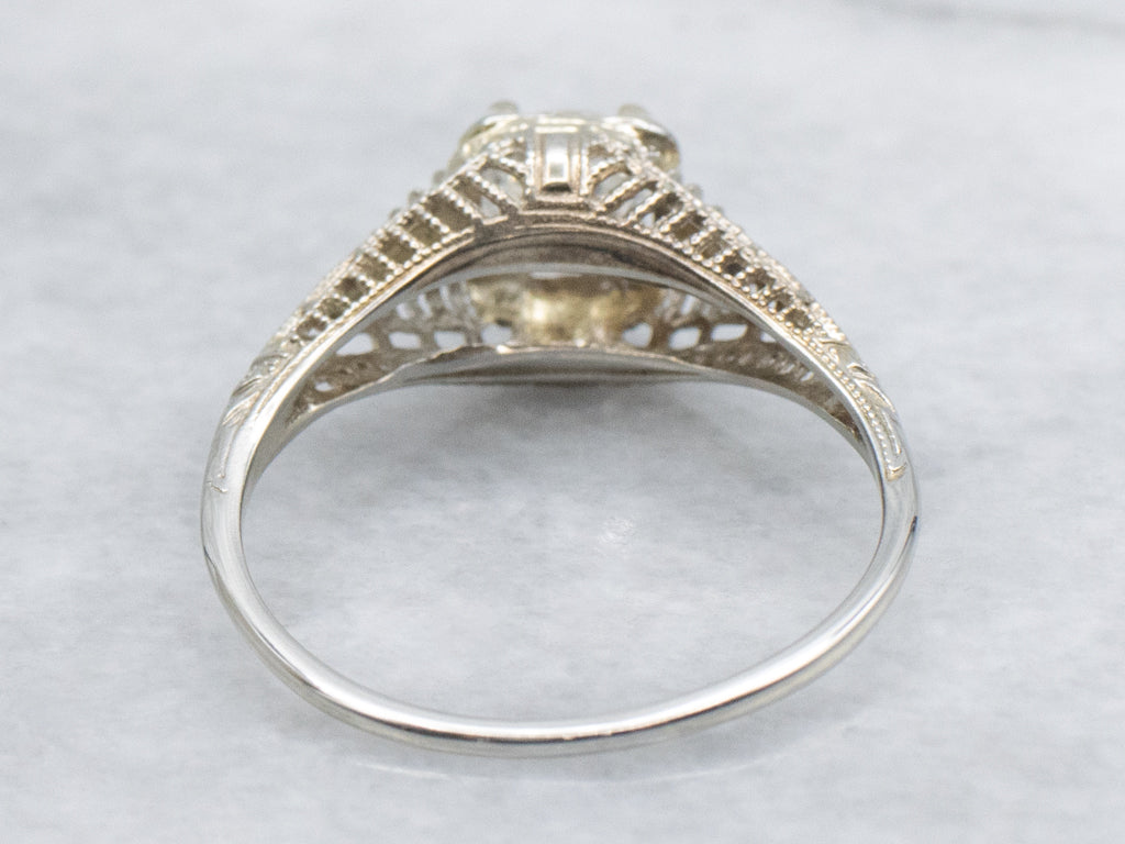 Old Mine Cut Diamond Solitaire 1920s Engagement Ring