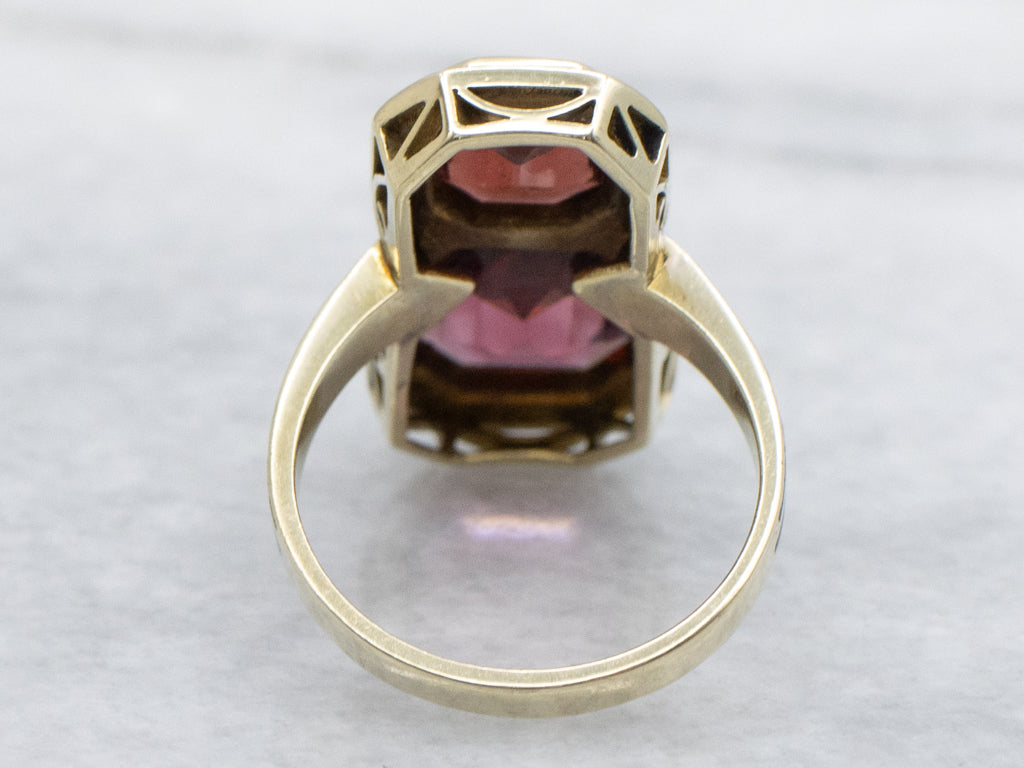 Antique Double Garnet and Black Enamel Gold Ring