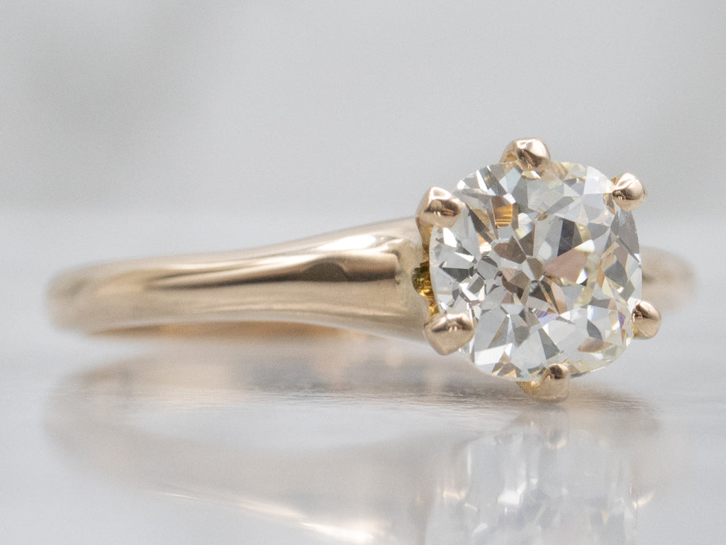 Old Mine Cut Diamond Antique Six-Prong Engagement Ring