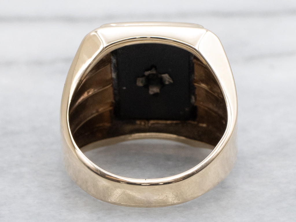 Men's Classic Onyx and Diamond Statement Ring