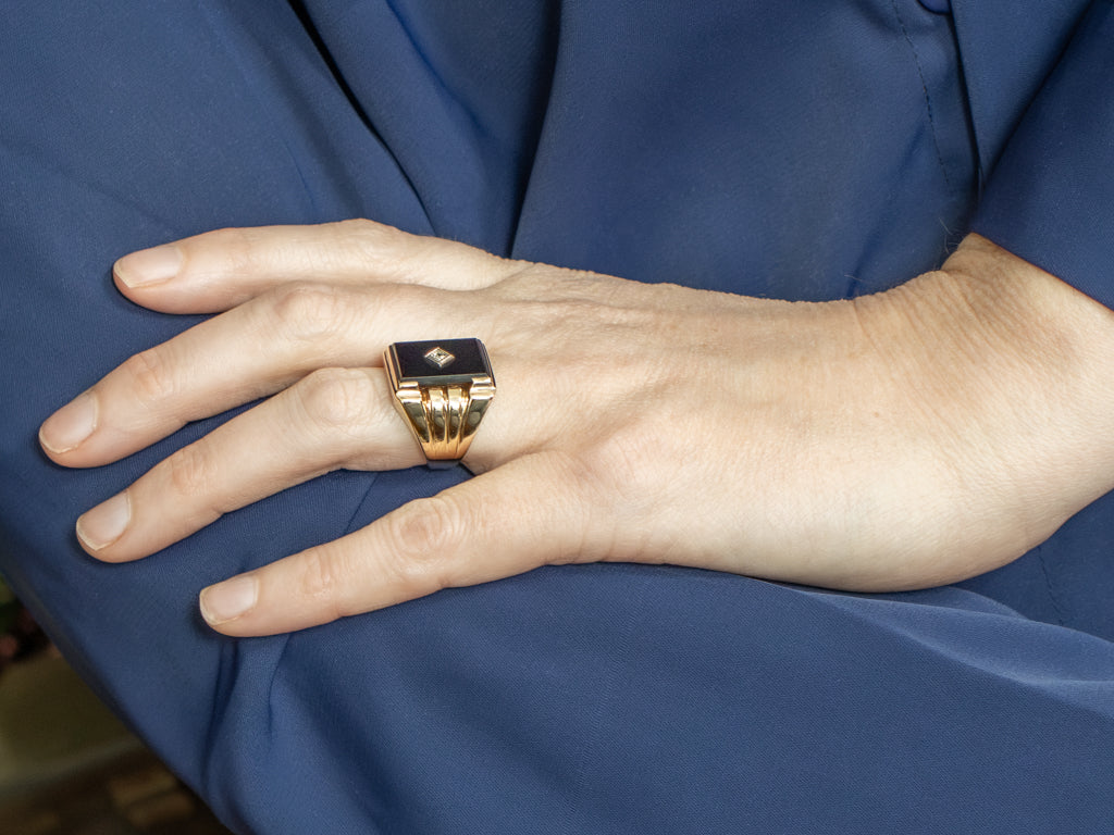 Men's Classic Onyx and Diamond Statement Ring