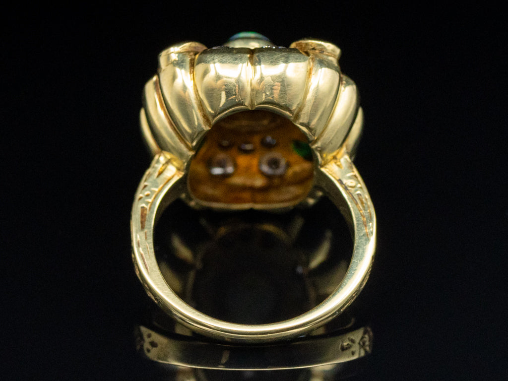 Vintage Opal Emerald and Diamond Cocktail Ring with Enamel Details