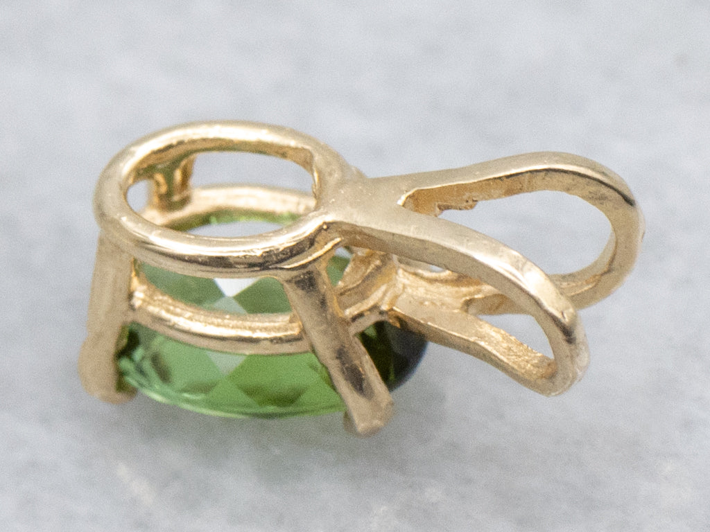 Pretty Oval-Cut Green Tourmaline and Gold Pendant