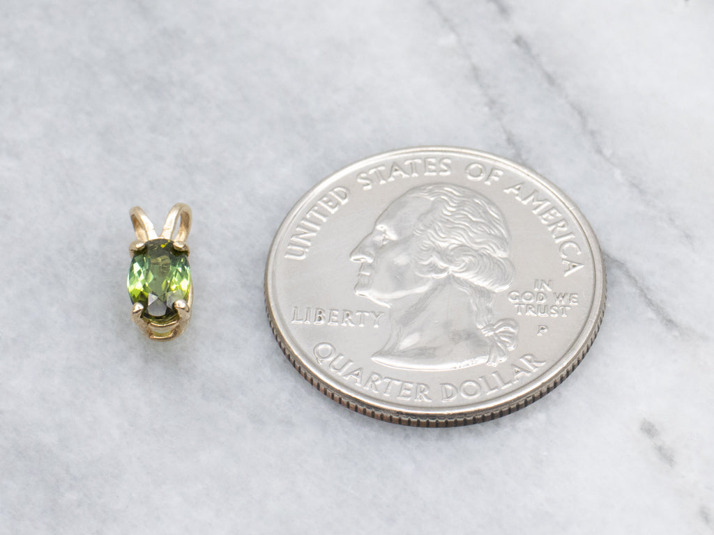 Pretty Oval-Cut Green Tourmaline and Gold Pendant