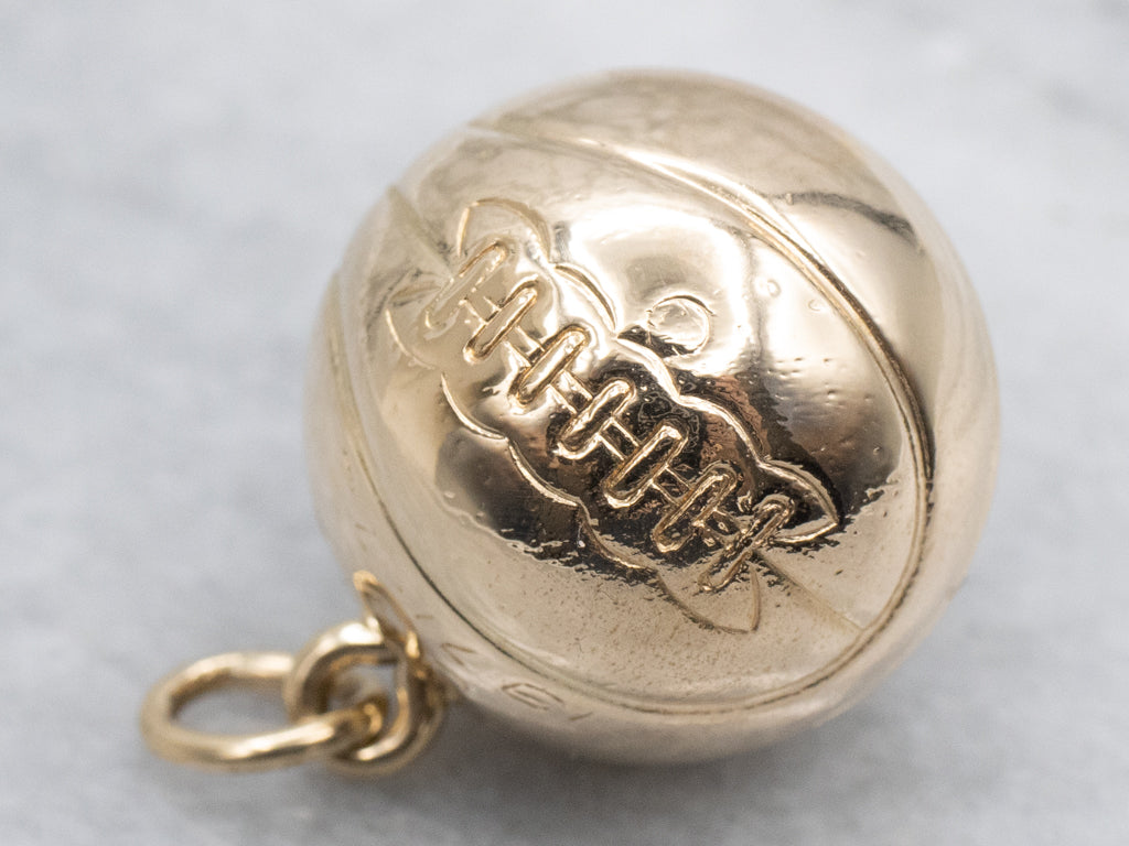 Vintage 1970s Yellow Gold Basketball Charm Pendant