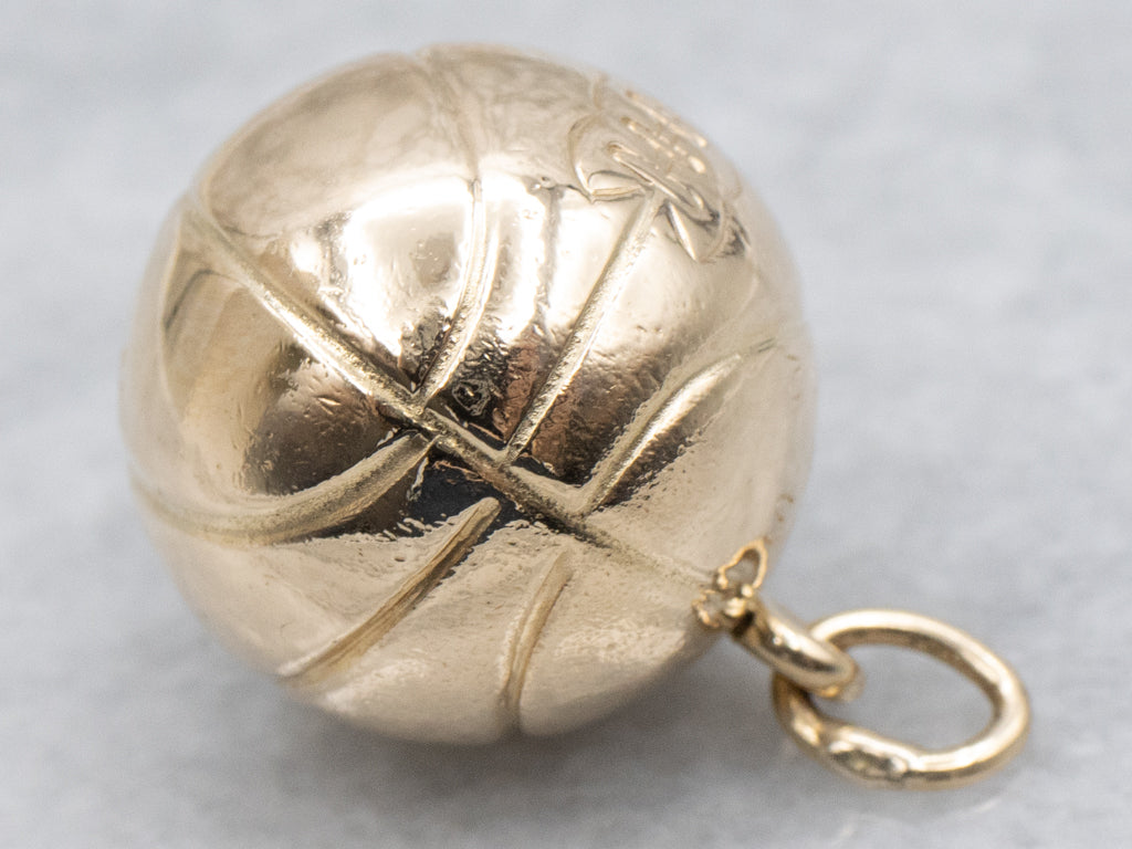 Vintage 1970s Yellow Gold Basketball Charm Pendant