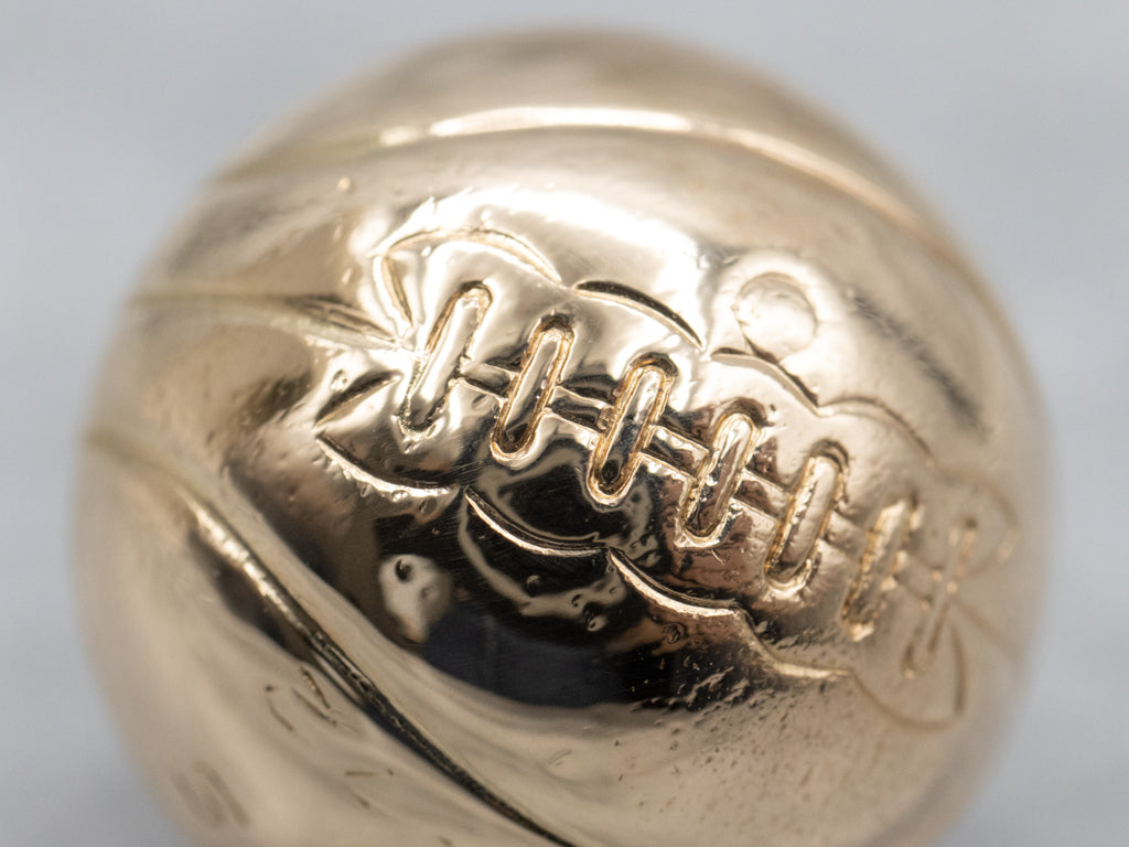 Vintage 1970s Yellow Gold Basketball Charm Pendant
