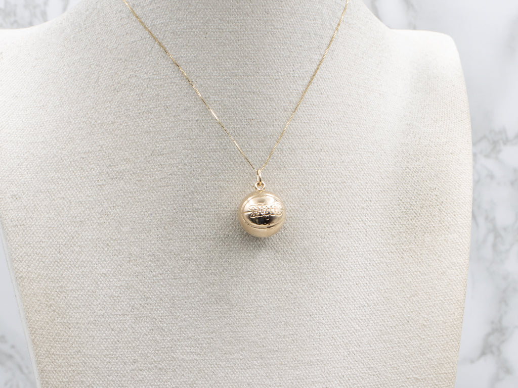 Vintage 1970s Yellow Gold Basketball Charm Pendant
