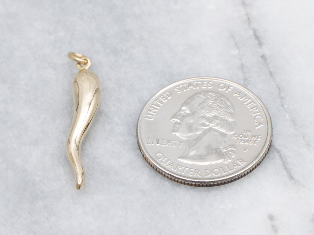 Vintage Yellow Gold Italian Horn Pendant