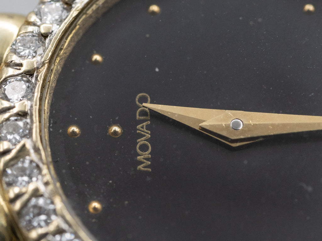 Ladies 1990s Movado Gold and Diamond Panther Link Watch