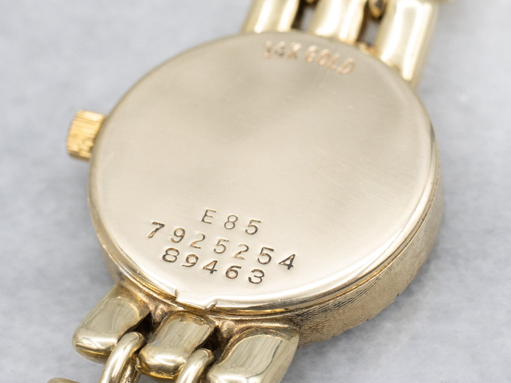 Ladies 1990s Movado Gold and Diamond Panther Link Watch